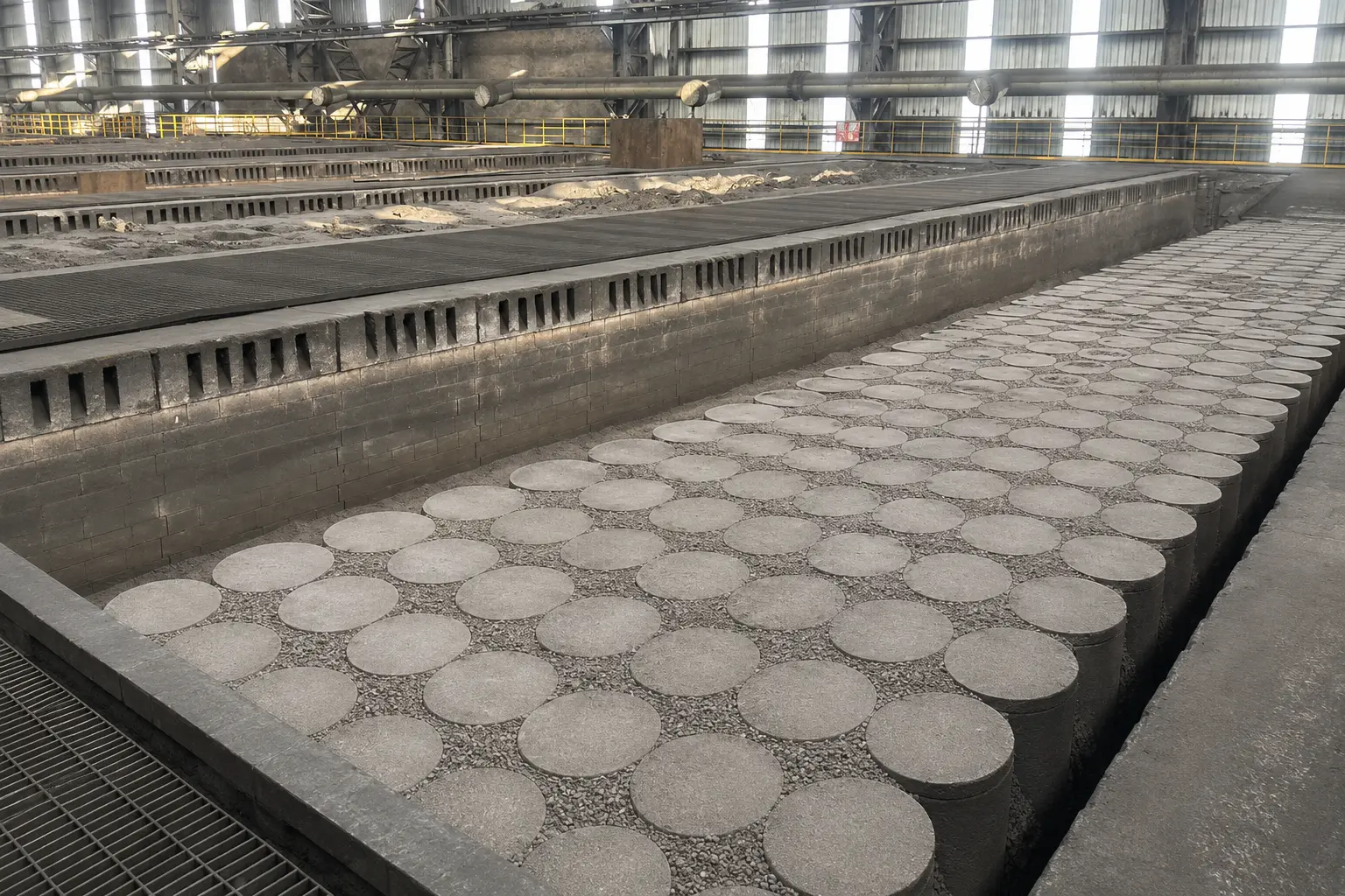 Graphite electrodes arranged with granular furnace filler
